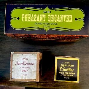 Collectible Avon bottles. All bottles are full.